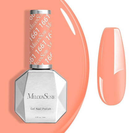 MelodySusie Coral Orange Gel Nail Polish, 0.5 fl oz Soak Off UV LED Creamy Orange Gel Polish Christmas Gift for Women Nail Art Manicure Salon DIY Nail Design Decoration at Home-1661