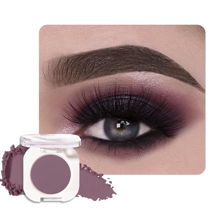 Plum Matte Single Eyeshadow, Lightweight Blendable Mini Eye Shadow for Older Women, Monochrome Eyeshadow Palette Makeup Pigmented Waterproof, Vegan & Cruelty-Free, 30