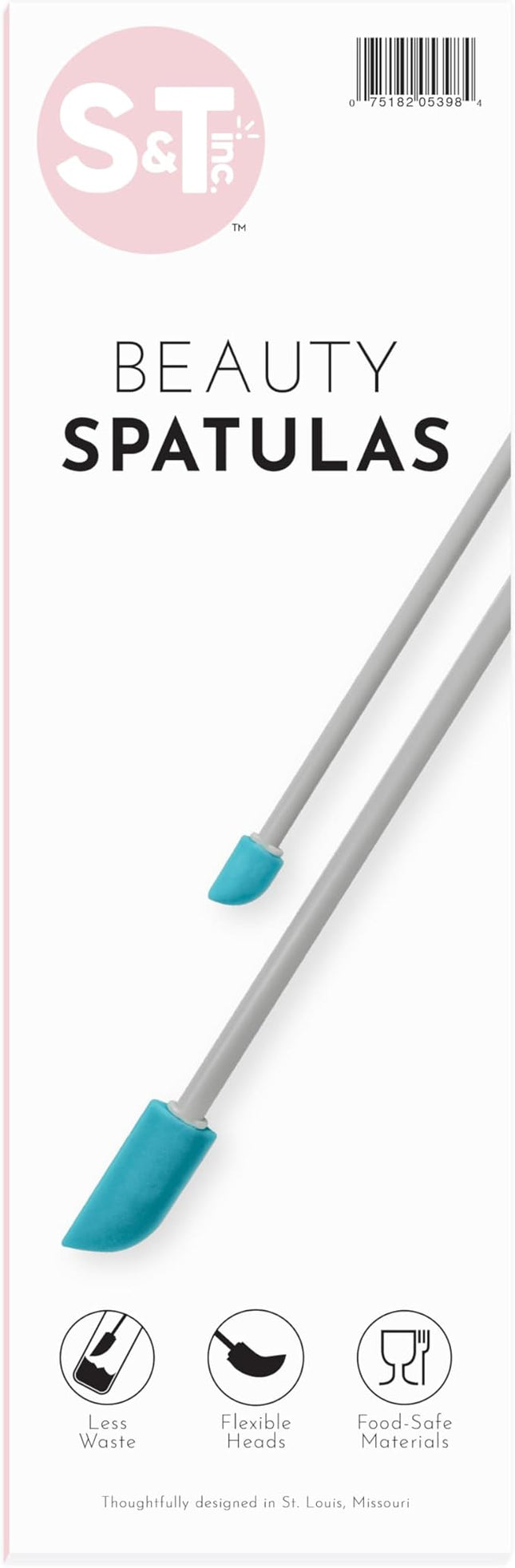 S&T INC. Makeup Spatula, Large and Mini Silicone Spatula Set for Cosmetics, Shampoo, Hair Care, and Skin Care Products, 2 Piece Set, Grey/Teal