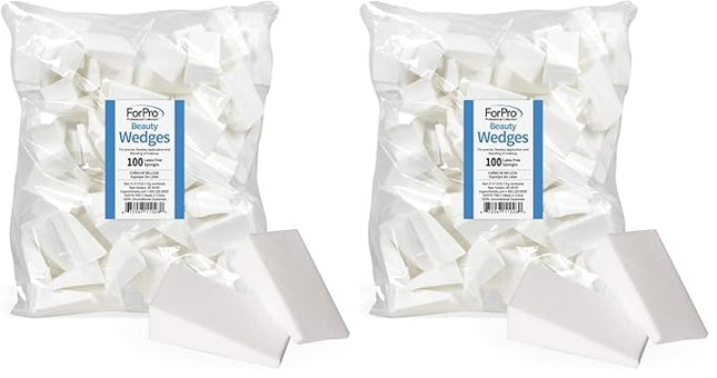 ForPro Beauty Wedges, Latex Free Foam Sponges, Makeup Blenders for Powder and Liquid Makeup, 100-Count (Pack of 2)