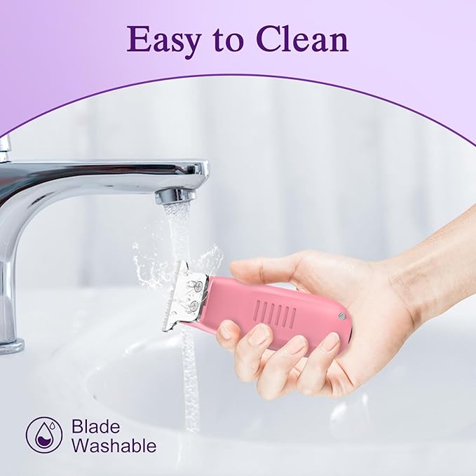 SweetLF Bikini Trimmer for Women-Pubic Hair Trimmer for Women's Legs, Arms & Bikini Line, Body Hair Trimmer with 3 Guards, Type-C Charging, Portable, Pink