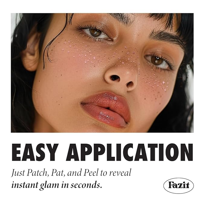 Fazit Makeup Patches - Rose Gold - Face Glitter Makeup Speckles - Glow Up Makeup Patches - Face Glitter Speckles Patches - Cute Glitter Makeup Accessories for Women - Cosmetic Glitter for Face