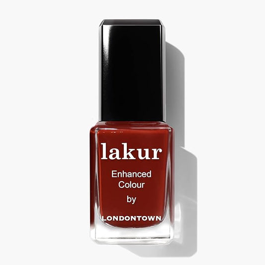 LONDONTOWN lakur Nail Polish - Chip-Resistant, Non-Toxic, Conditions & Hydrates Nails | Glossy Umber Red, You Autumn Know, .40 fl oz
