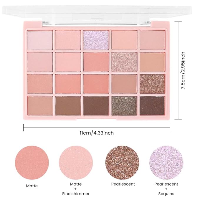 20Colors Nude Pink Brown Basics Matte Eyeshadow Palette,Eye Shadow Travel Makeup Palette all in one Long Lasting Waterproof,Great for Travel Gift Kit
