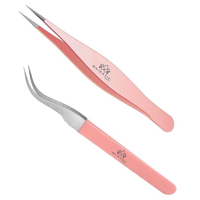 Surgical Tweezers for Ingrown Hair - Precision Sharp Needle Nose Pointed Tweezers for Splinters, Ticks & Glass Removal - Best for Eyebrow Hair, Facial Hair Removal (Light Pink)