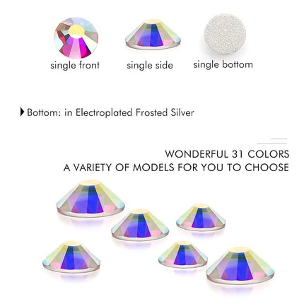 3000Pcs Crystal Ab Crystal Rhinestones,Glass Flatback Rhinestones Mini Gemstones for Nail Face Makeup Art Crafts Clothes Decoration -(SS8,2.4mm,Crystal Ab)