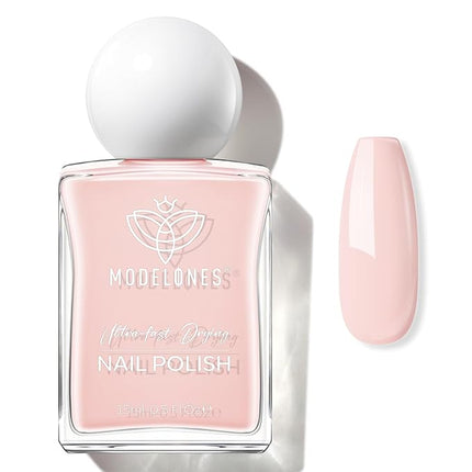 modelones Pastel Pink Nail Polish, Valentines Light Pale Pink 15 ml Quick Dry Nail Lacquer Strengthener Long Last Shine Fingernail Toe Nail Art DIY Home Manicure Gift for Women Girls