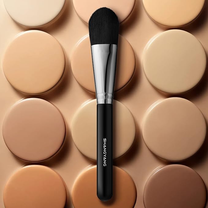 Foundation Brush for Liquid, Flat Foundation Makeup Brush for Liquid Cream Foundation Powder Buffing Blending Vegan Premium Face Cosmetic Makeup Tool