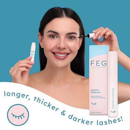 FEG Eyelash Rapid Eye Lash Growth Serum | For Lash and Brow | Creates Longer & Darker Eyelashes | Eyelash Enhancing Serum to Help Lengthen, Thicken and Darken Your Eyelashes | Single Pack