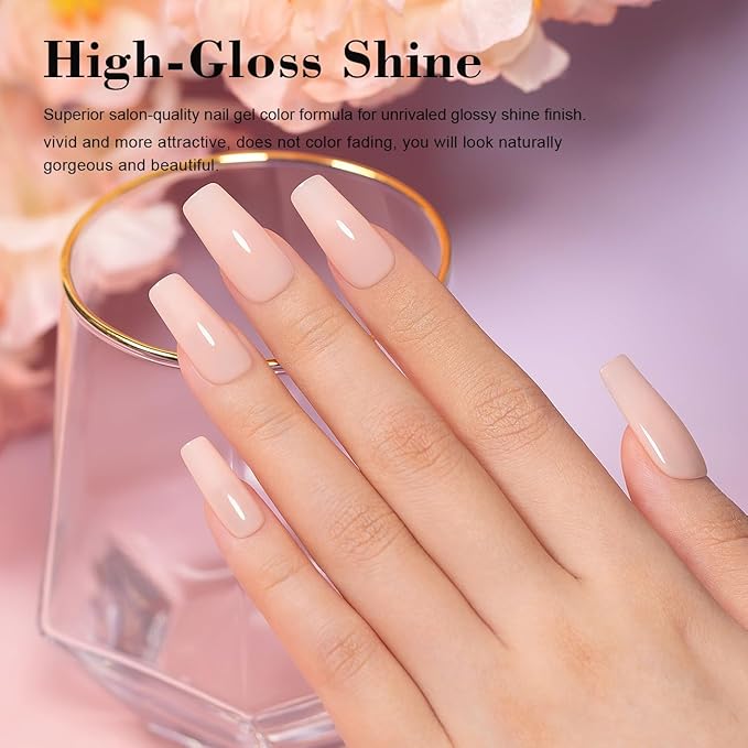 RARJSM Nude Gel Nail Polish Warm Pink Sheer Neutral Skin Tone Color Ice Jelly Blush Pink Gel Polish Transparent Nail Gel Polish Soak off UV LED Cured for Home Salon DIY Manicure 15ml Single Bottle