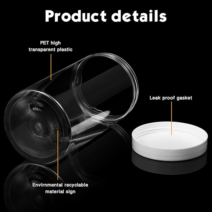 Patelai 4 Pieces Round Wide-mouth Leak Proof Plastic Container Jars with Lids for Travel Storage Makeup Beauty Products Face Creams Oils Salves Ointments DIY Making(32 Ounce,White)