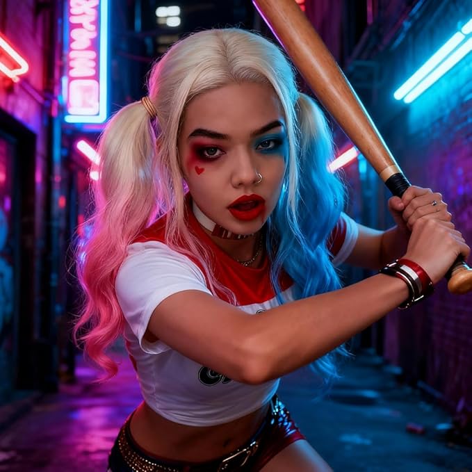 Mysense Face Paint Kit for Halloween Costume Cosplay Party Makeup for Women Girls Kids, Red & Blue Face Body Painting Cream Blendable Sticks Red Liquid Eyeliner Stamp Pen Accessories Set