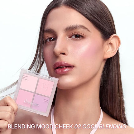 Dasique Blending Mood Cheek #02 Cool Blending l Cruelty-Free l 4 Blendable Shades in Lightweight, Long-lasting, Smooth Powder