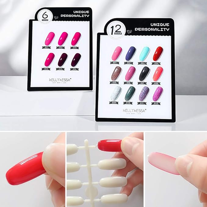 Noverlife 600PCS Flat False Nail Tips for Nail Color Display Book, Fake Nail Art Tips for UV Gel Polish Nail Color Swatches Samples Organizing Tabletop Display Board Nail Salon Practice