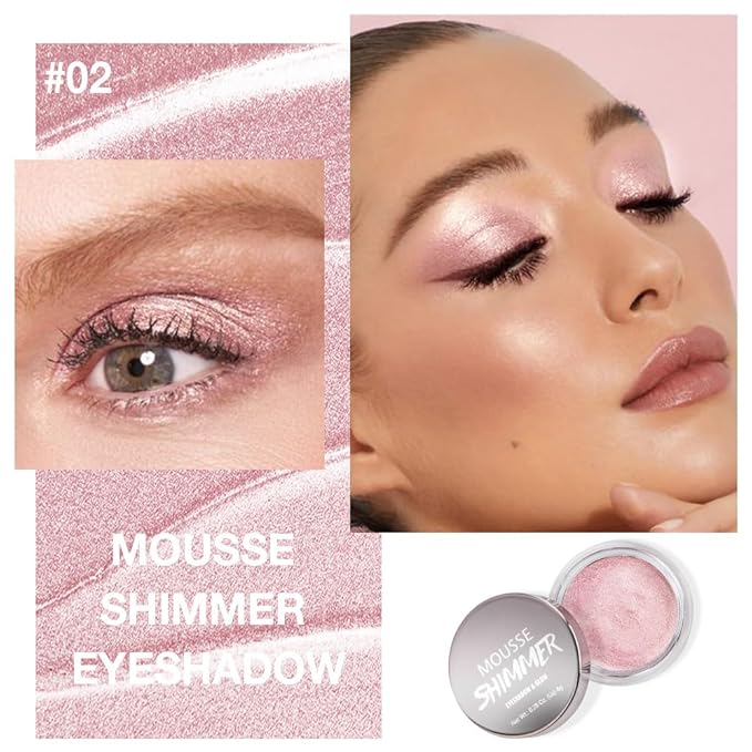 Cream Glitter Pale Pink Shimmer Metallic Eyeshadow Palette Makeup, Natural Single Mini Instant Holographic Eyeshadow For Women, Sombras Crema Para Ojos, Talc, Paraben & Cruelty Free