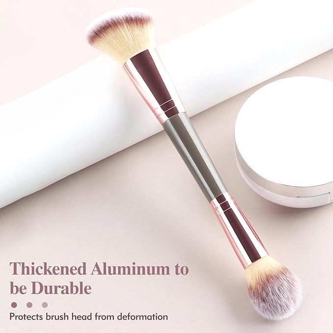 3PCS Foundation Makeup Brush, Double Ended Makeup Brush for Blush, Slant Brush for Contour and Highlighter, Perfect for Makeup with Powder