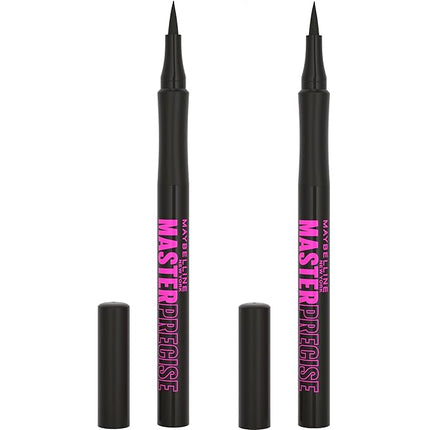 Maybelline Eyestudio Master Precise All Day Waterproof Liquid Eyeliner Makeup, Black, 2 Count (Packaging May Vary)