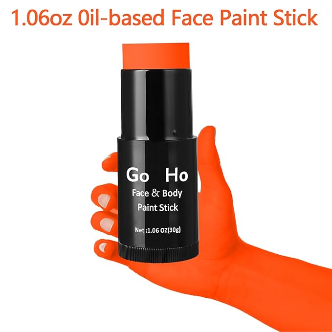 Go Ho Cream-Blendable Hermes Orange Face Paint Stick (1.06 oz),Full-coverage Hermes Orange Body Paint for Adults Children Halloween Cosplay SFX Makeup,Waterproof Eye Black Stick