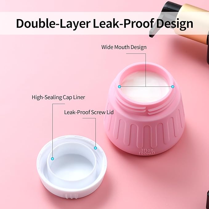 Gemice 3 oz Travel Containers for Toiletries, 4-Pack TSA Approved Travel Size Toiletries Containers for On-the-Go, Small Leak-Proof Travel Essentials Silicone Jar for Shampoo, Lotions, Cleanser