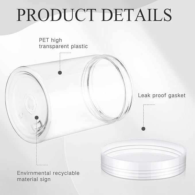 SATINIOR 100 Pcs Plastic Jars with Lids Small Containers Lids Wide Mouth Small Plastic Containers for Lotion Cream Rhinestones Body Butters Travel Storage(10 oz, Clear)