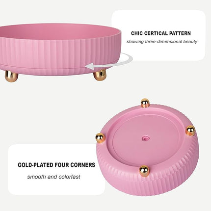 Anyoifax Makeup Perfume Organizer Tray 360 Degree Rotating Lazy Susan Skincare Lotion Organizer Spinning Cosmetics Storage for Dresser, Vanity, Bathroom Countertop, Small Pink