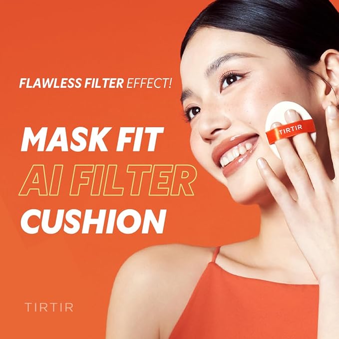 TIRTIR [*Mini Size Mask Fit Ai Filter Cushion Foundation | AI-Like Semi-Matte Finish - Up to 72-Hour Medium to Full Coverage Korean BB Cushion Make up Beauty, #21N Ivory, 0.15 Fl Oz