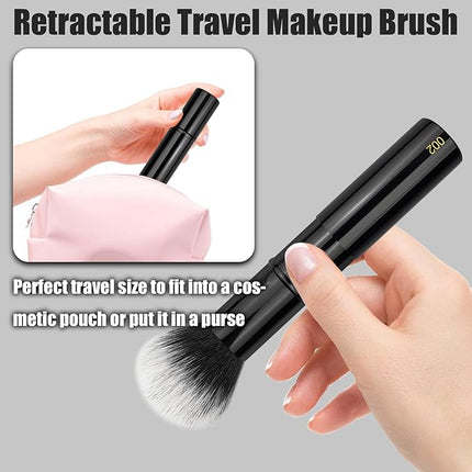 JILIER Retractable Kabuki Brush for Cream and Powder Face Makeup, Travel Makeup Brush Set, Perfect for Bronzer, Blush, and Other Face Makeup, make up brushes for women Cruelty-Free