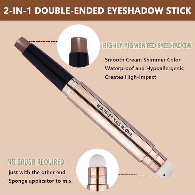 Brown Eyeshadow Stick Cream Smooth Nude Dark Matte Palette Makeup Neutral Eyeshadow Pencil Crayon Hypoallergenic Waterproof Eye shadow Pen Thriving Multi-Dimensional eyes Look Matte brown 17