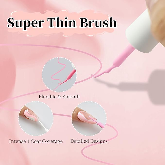 JODSONE Art Gel Liner Set 10 Colors Black Red Blue Need U V Lamp Cured with Thin Brush Gift for Girls at Home Salon Design