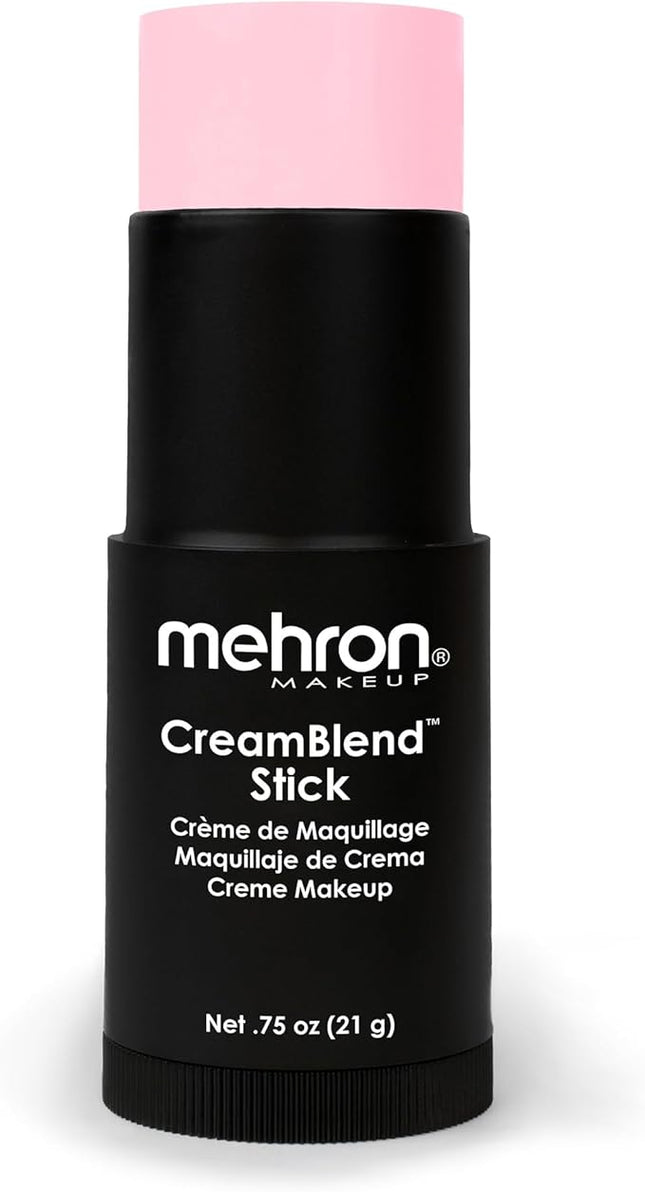Mehron Makeup CreamBlend Stick | Face Paint, Body Paint, & Foundation Cream Makeup | Perfect for Halloween .75 oz (21 g) (Pastel Pink)