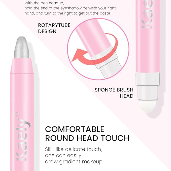 Kaely 2in1 Cream Eye Shadow Brightener Sticks for Eyes, Pencil Eyeshadow Applicator Stick Waterproof Pigmented, Eye Shadow Palette Highlighter Makeup, sombras para ojos, 16 Silver Shimmer