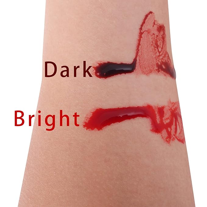 MEICOLY 2.1oz Halloween Fake Blood Makeup- Realistic Sangre Falsa Washable Edible Liquid with 0.7oz Cleaning Soap - Squirt Blood for Clothes,Zombie Vampire Monster,SFX Cut Flesh Wound Makeup - Bright