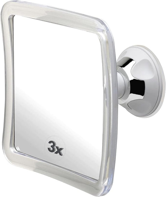 3X Magnifying Shower Mirror for Fogless Shaving with Suction Cup, Shatterproof Surface and 360° Swivel, 6.3" x 6.3"