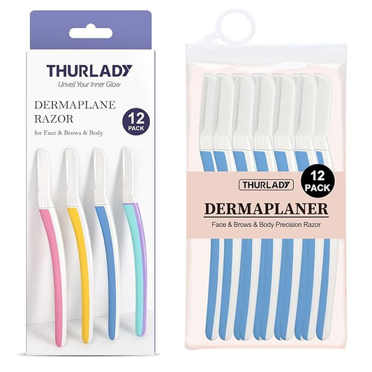 Dermaplane Razor for Women Face - Facial Razor for Women - Eyebrow & Face Razors, Exfoliating Microblades, Peach Fuzz Remover, Dermaplaning & Skin Care Tool, Travel Essentials, (12 pcs, Aegean Frost)