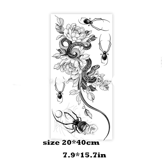 Large Temporary Tattoos Women Temporary Neck Tattoos Temporary Realistic Flower Chest Tattoo for Adults (Temporary Tattoos Sticker 59)