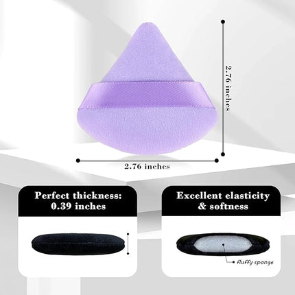 8pcs Triangular Powder Puff Face Soft Velvet Makeup Puff for Loose Powder Body Powder Makeup Sponge for Contouring Wet Dry Foundation Blender Sponge Beauty Makeup Tool.(Black&Purple)