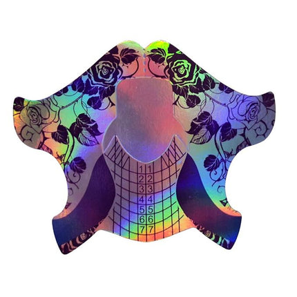 FingerAngel 500Pcs Laser Nail Forms Gel Polish Extension Forms Acrylic Tips Nail Art Decoration DIY Nail Gel Curl