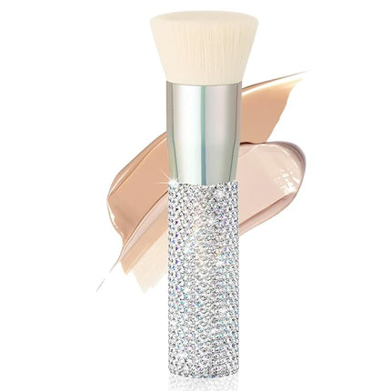 DUcare Rhinestone Foundation brush Diamond Bling Makeup Tanning Brush Flat Top Kabuki Brush, Synthetic Professional Liquid Blending Mineral Powder Makeup Tools