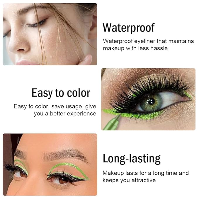 Kaely Gel Eyeliner Pencil for Women, Apple Green Eye Liner Waterproof Smudge Proof with Sharpener, Waterline Eye Makeup Liners, delineador de ojos contra el agua, Vegan & Cruelty-Free, 10