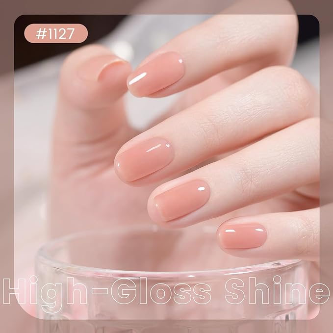 RARJSM Nude Gel Nail Polish Sweet Pink Neutral Skin Tone Sheer Jelly Gel Polish 1PC 15ml Single Bottle Creamy Transparent Blush Pink Nail GelPolish Soak off UV LED Cured for Home Salon DIY Manicure