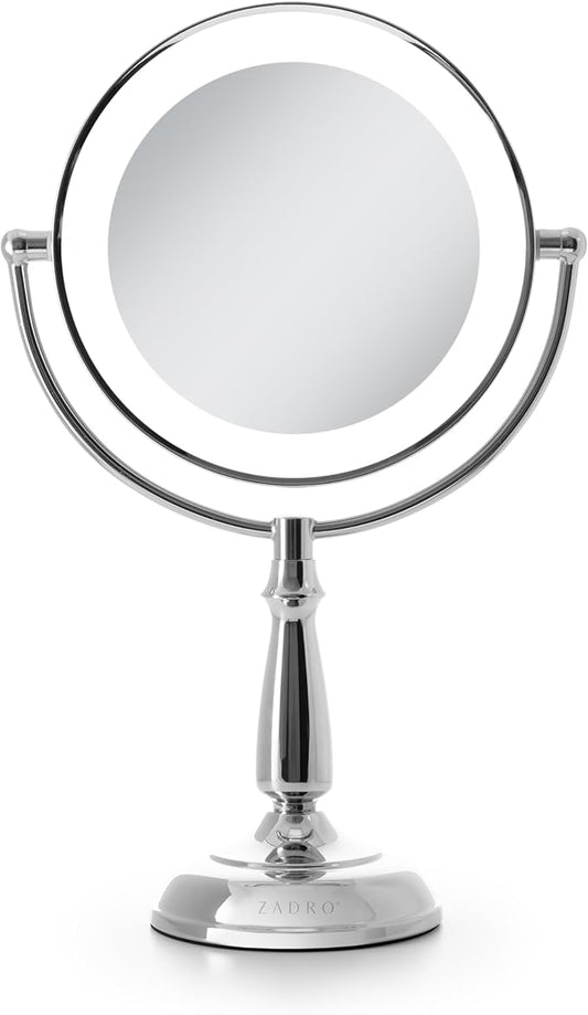 Zadro 11" Makeup Mirror with Lights and Magnification Dimmable Touch LED Lighted Makeup Mirror with Magnification (Large | 11" x 17" | 5X/1X, Chrome)
