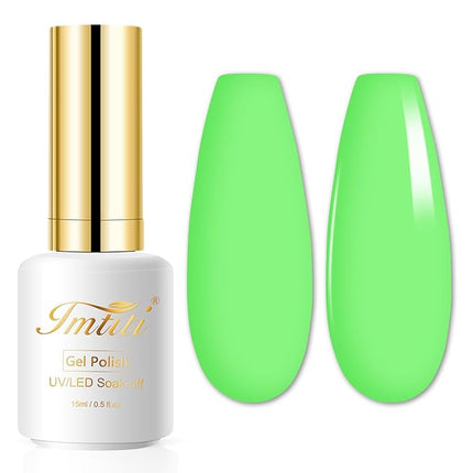 Imtiti Gel Nail Polish, 1Pcs 15ml Green Color Gel Polish Soak Off LED Nail Polish Gel Nail Art Design Manicure Salon DIY at Home Holiday Gift