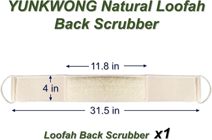 Natural Loofah Sponge, Exfoliating Body Scrubber for Men Women, Loofah with Handle, Exfoliating Back Scrubber for Shower Set, Deeply Clean & Invigorate Your Skin (1 pcs in Box)