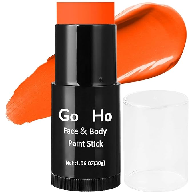 Go Ho Cream-Blendable Hermes Orange Face Paint Stick (1.06 oz),Full-coverage Hermes Orange Body Paint for Adults Children Halloween Cosplay SFX Makeup,Waterproof Eye Black Stick