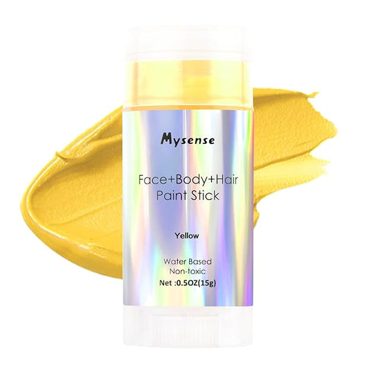 Mysense Yellow Face Body Hair Paint Stick,Water Based Washable Temporary Hair Color,Non-toxic Cream Body Paint for Adults and Kids Halloween Costume Tiger Cosplay Makeup,0.5oz