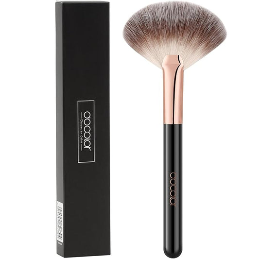 docolor Highlighter Brush Fan Brush Blush Brush Setting Makeup Brush Face Makeup Brush Synthetic Bristles For Powder, Bronzer, Highlight, Contour, Professional Make Up Brush Wooden handle