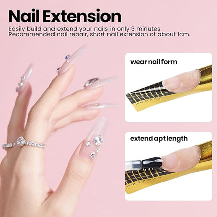 Lavender Violets 15ml Builder Base Coat, Upgraded Formula Long-Lasting 5-in-One Strengthener Thickening Extension Rhinestone Glue Gel Polish for DIY Home Nail Salon Gifts for Women A104