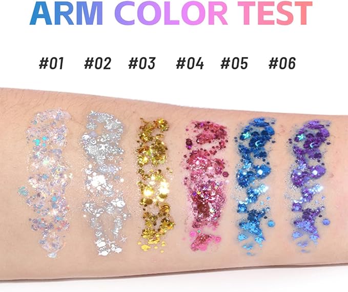 2Pcs Rainbow and Silvery Body Glitter Stick,Hair Face Glitter Gel Makeup for Kids Women,Sparkly Mermaid Face Paint,Singer Concert Outfit Festival Rave