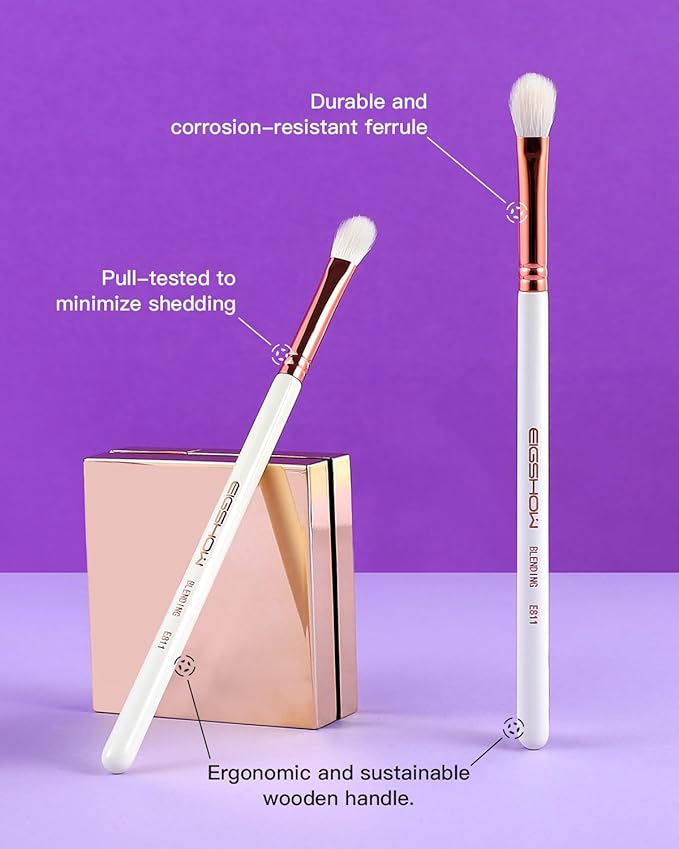 Premium Blending Brush, Professional Makeup Brush For Blending, Smudging Eyeshadow, Essential Eye Shadow Brush with Saikoho Goat Hair - Ivory