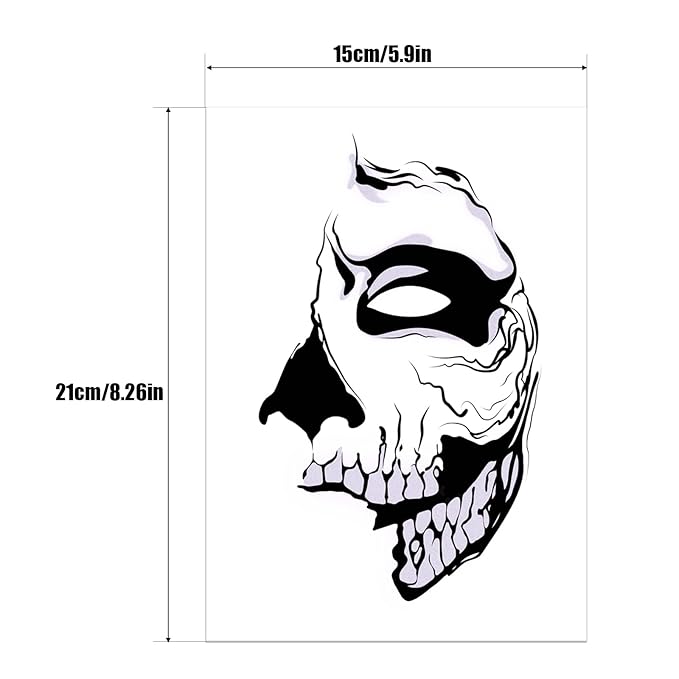 8Pcs Halloween Scary Semi Face Tattoos, Spooky Halloween Face Tattoos Stickers, Face Temporary Tattoos,Face Makeup Tattoo Stickers for Halloween Cosplay Party DIY Decorations
